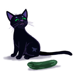 ambiguous_gender black_body black_fur disgust feral food fruit fur glistening glistening_eyes green_eyes meme_face paws plant scar shadow simple_background sitting solo squash_(fruit) whiskers white_background zucchini shanhorandraws little_kitty_big_city little_kitty_(lkbc) domestic_cat felid feline felis mammal 2025 hi_res meme official_art shaded