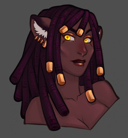 breasts dreadlocks ear_piercing female looking_at_viewer nude piercing solo faint animal_humanoid cat_humanoid felid felid_humanoid feline feline_humanoid humanoid mammal mammal_humanoid hi_res