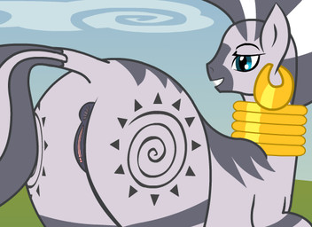 anatomically_correct anatomically_correct_genitalia anatomically_correct_vulva animal_genitalia animal_vulva anus bangle bedroom_eyes black_eyebrows black_hair blue_eyes butt choker cloud cutie_mark day ear_piercing ear_ring equine_genitalia equine_vulva eyebrows eyelashes female feral genitals glistening glistening_eyes glistening_jewelry gold_(metal) gold_choker gold_ear_ring gold_jewelry gold_necklace grass hair half-closed_eyes jewelry markings mohawk multicolored_hair narrowed_eyes necklace nude piercing plant pointy_ears prick_ears pupils ring_piercing seductive sky smile snout solo stripes tail teeth tribal tribal_jewelry tribal_markings vulva white_hair bsting friendship_is_magic hasbro my_little_pony zecora_(mlp) equid equine mammal zebra 11:8