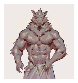 abs anthro biceps big_muscles border front_view fur grey_body grey_fur holding_object holding_towel looking_at_viewer male male_anthro monotone_body muscular muscular_anthro muscular_male navel neck_tuft overbite pecs pointy_ears pubes simple_background snout solo standing towel towel_around_waist towel_only tuft tusks white_border kingarthur_i canid canine canis mammal wolf 2024 digital_drawing_(artwork) digital_media_(artwork) hi_res portrait restricted_palette three-quarter_portrait