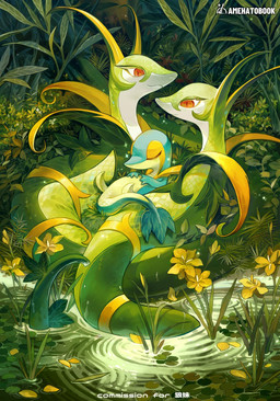 ambiguous_gender anthro eyelashes eyes_closed family female feral flower grass green_body green_scales group lily_pad male plant red_eyes scales sleeping tail teal_body text trio water ame_ivysaur nintendo pokemon generation_5_pokemon pokemon_(species) reptile scalie serperior shiny_pokemon snake snivy 2025 english_text hi_res father_(lore) father_and_child_(lore) mother_(lore) mother_and_child_(lore) mother_and_father_(lore) parent_(lore) parent_and_child_(lore)