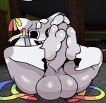 4_tails anthro autofootjob balls big_penis erection feet female foot_fetish foot_focus foot_play footjob fur genitals glistening glistening_balls glistening_genitalia grey_body grey_fur herm holidays humanoid_genitalia humanoid_penis intersex markings masturbation multi_tail multicolored_body multicolored_fur multicolored_markings penile penile_masturbation penis pinata rainbow_markings ribbons ribbons_(anatomy) sex sharp_teeth simple_background solo tail teeth toes token_taker april_fools'_day dandy's_world yatta_(dandy's_world) animate_inanimate living_pinata toons_(dandys_world) digital_media_(artwork) hi_res