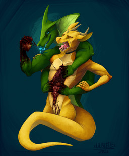 anthro apode bodily_fluids cardiophilia duo gore gore_focus heart_(organ) heart_symbol legless male male/male muscular muscular_anthro muscular_male organs serpentine snuff lil_beetle mythology draconcopode dragon mythological_creature mythological_scalie naga reptile scalie snake absurd_res hi_res