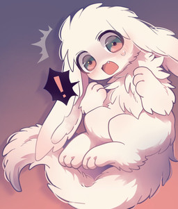 3_fingers 3_toes ambiguous_gender anthro arm_tuft big_ears biped blush bodily_fluids chibi cute_fangs elbow_tuft emanata exclamation_point fangs feet fingers floppy_ears fluffy fluffy_chest fluffy_ears fluffy_tail front_view fur head_tuft kemono leg_tuft long_ears long_tail looking_at_viewer lop_ears midair monotone_body monotone_fur monotone_tail nude open_mouth paws pink_eyes pink_inner_ear pupils purple_pupils ruff semi-anthro simple_background solo surprised sweat sweatdrop tail teeth three-quarter_view toes tongue tuft white_body white_ears white_fur white_tail mekkyaru inochi_(mekkyaru) lagomorph mammal 2022 colored digital_media_(artwork) full-length_portrait hi_res portrait shaded
