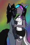 anthro anthro_on_anthro biped breasts clothed clothing duo female female/female highlights_(coloring) kiss_on_lips kissing nipples panties shocked topless topless_female underwear alaskafox sonja_wusky canid canine canis fox hybrid mammal red_fox silver_fox true_fox wolf wolfdog 2017 2:3