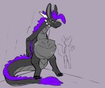 abdominal_bulge after_vore anthro male tail tail_tuft tuft vore sarek_aran_desian mythology sarek_aran_desian_(character) dragon mythological_creature mythological_scalie scalie hi_res