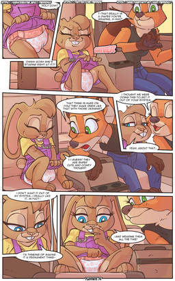 anthro black_outfit blue_eyes blue_outfit brown_body brown_fur car diaper duo exposed_diaper female fur green_eyes hair happy inside nervous orange_body orange_fur pink_outfit ponytail sitting text vehicle yellow_outfit paddedulf elaina_frollicks_(paddedulf) canid canine fox lagomorph leporid mammal rabbit 5:8 comic english_text hi_res