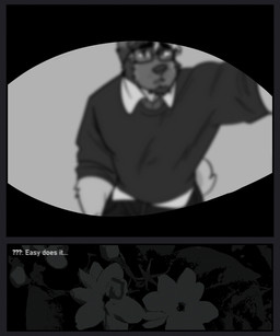 anthro blurred_foreground blurred_vision border clothed clothed_anthro clothed_male clothing collared_shirt dialogue eyewear first_person_view fully_clothed fully_clothed_anthro fully_clothed_male glasses grey_border looking_at_viewer male male_anthro shirt solo tail text topwear waking_up white_text melaisen bau_(melaisen) akita canid canine canis domestic_dog mammal spitz 2023 5:6 absurd_res comic digital_drawing_(artwork) digital_media_(artwork) english_description english_text greyscale hi_res monochrome