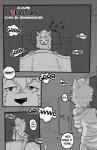 anthro bottomless clothed clothing dialogue female growling neighbor sleeping sleepwear text amazinggwen beastars sebun_(beastars) bovid caprine domestic_sheep mammal merino_sheep sheep absurd_res black_and_white comic digital_media_(artwork) english_text hi_res monochrome sketch