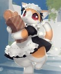 4_fingers 4_toes :< ambiguous_gender anthro apron biped black_clothing black_dress bread building clothed clothing day detailed_background dipstick_tail dress feet fingers food front_view fully_clothed fur glistening glistening_eyes holding_bag kemono maid_apron maid_headdress maid_uniform markings multicolored_body multicolored_fur multicolored_tail no_sclera orange_body orange_ears orange_fur outside paper_bag plant pupils red_eyes red_pupils semi-anthro sky solo standing tail tail_markings toes two_tone_body two_tone_fur two_tone_tail uniform whiskers white_apron white_body white_clothing white_fur white_inner_ear nagasaki_wonderful_polyester domestic_cat felid feline felis mammal 2023 colored digital_media_(artwork) digital_painting_(artwork) full-length_portrait portrait shaded