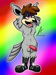 ahegao anthro beak clothing erection feathers footwear footwear_only genitals hair humanoid_genitalia humanoid_penis looking_pleasured male mostly_nude navel open_mouth penis rainbow shoes shoes_only solo imnot3ponfat gordy_owl avian bird owl digital_media_(artwork) hi_res