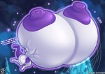 anthro areola big_areola big_breasts big_nipples breasts exclamation_point female huge_areola huge_breasts huge_nipples huge_thighs hyper hyper_breasts multicolored_body nipples nude onomatopoeia purple_areola purple_eyes purple_nipples solo sound_effects text thick_thighs two_tone_body badgerben cornchip21 nintendo pokemon generation_1_pokemon legendary_pokemon mewtwo pokemon_(species) english_text hi_res