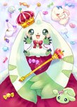 alternative_fashion anthro beady_eyes blush bow_tie candy crown crystal daww dessert female food group headgear horn j-fashion lollipop long_ears male ouji_(fashion) scepter sleeping kisara15unof bandai_namco digimon digimon_(species) gatomon gumimon salamon terriermon hi_res pastel_theme