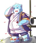 anthro blue_body blue_eyes blue_fur blush clothed clothing fur humanoid_hands kemono male overweight overweight_anthro overweight_male solo white_body white_fur young cai_yuwang sandy18569215 bonasiah full_attack sophring_hao bear mammal 2021 hi_res