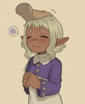 5_fingers blush clothing duo eyebrows fingers hair happy headpat humanoid_pointy_ears male not_furry pointy_ears simple_background teeth topwear white_background white_hair young young_humanoid young_male gorarati delicious_in_dungeon thistle_(delicious_in_dungeon) elf human humanoid mammal 2024 hi_res