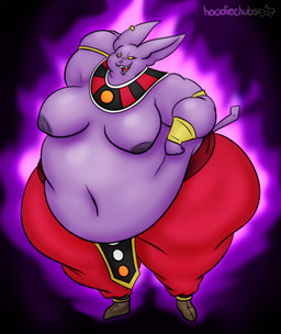 anthro belly big_belly bottomwear clothing fur male moobs nipples obese obese_male overweight overweight_male pants purple_body purple_fur solo yellow_sclera hoodiechubs dragon_ball dragon_ball_super champa domestic_cat felid feline felis mammal hi_res