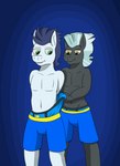 anthro blue_bottomwear blue_clothing blue_footwear blue_shoes blue_shorts blue_underwear bottomwear briefs cartoon_physics clenched_teeth clothed clothing duo eyes_closed footwear lifting male male/male navel open_mouth pain shoes shorts smile stretched_clothing teeth tongue topless underwear wedgie wings tacomytaco friendship_is_magic hasbro my_little_pony mythology soarin_(mlp) thunderlane_(mlp) wonderbolts_(mlp) equid equine horse mammal mythological_creature mythological_equine pegasus pony animated hi_res short_playtime