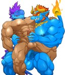 abs anal anthro balls blue_body duo erection fire flaming_tail genitals jewelry male male/male male_penetrated male_penetrating male_penetrating_male muscular muscular_anthro muscular_male necklace nipple_fetish nipple_play nipple_suck nipples pecs penetration penis sex sucking tail maldu kings_of_hell yama_(kings_of_hell) demon hi_res