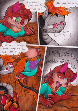 anthro asking asking_another asking_how barbel_(anatomy) black_body blue_clothing bodily_fluids bracelet breasts brown_body brown_fur brown_hair closed_frown clothed clothed_anthro clothed_female clothing crying_laughing dialogue duo ear_piercing ear_ring eyewear female flesh_whiskers frown fur glasses green_eyes grey_body hair hair_swirl jewelry laugh mouth_closed multicolored_body multicolored_fur navel one_eye_closed piercing pink_inner_ear pink_tongue red_clothing red_eyes red_shirt red_topwear ring_piercing shirt speech_bubble spiked_bracelet spikes stuck stuck_in_floor tail tail_tuft talking_to_another talon_hands tan_body tan_fur tears teeth text tickle_fetish tickle_torture tickling tickling_navel tinted_glasses tongue topwear tuft wearing_glasses chocolatechilla mythology allie_(lissatoons) edgy_(rofllizard) domestic_cat dragon eastern_dragon felid feline felis mammal mythological_creature mythological_scalie scalie comic english_text hi_res