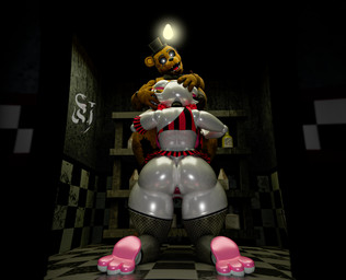 3_toes anthro anus anus_only big_butt bottomwear bow_tie bubble_butt butt checkered checkered_floor clothed clothing crossgender duo fangs feet fellatio female fishnet_clothing fishnet_legwear fishnet_thigh_highs glistening glistening_body glistening_butt glistening_thighs glowing glowing_eyes gynomorph hand_on_another's_head hat headgear headwear inside intersex intersex/female kneeling kneeling_oral_position legwear looking_at_viewer machine microskirt miniskirt mtg_crossgender mti_crossgender open_mouth oral pattern_bottomwear pattern_clothing pattern_skirt penile sex skirt striped_bottomwear striped_clothing striped_skirt stripes teeth thick_thighs thigh_highs toes tongue top_hat upskirt white_body yellow_body impaer_jaster mishuyuu_(modeler) octal_(modeler) five_nights_at_freddy's five_nights_at_freddy's_2 scottgames golden_freddy_(fnaf) mangle_(fnaf) withered_golden_freddy_(fnaf) animatronic bear canid canine fox mammal robot robot_anthro 3d_(artwork) digital_media_(artwork) full-length_portrait hi_res portrait watermark