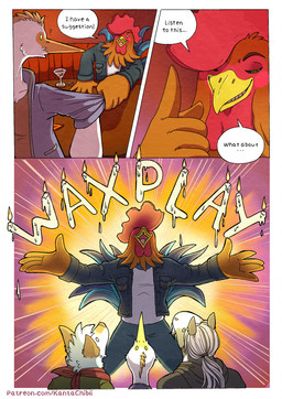 5_fingers anthro bar beverage black_nose blue_body blue_fur bodily_fluids candle clothed clothed_anthro clothed_male clothing dialogue excited feathers fingers fur glass grey_body grey_fur group hoodie humanoid_hands kerchief male multicolored_body multicolored_fur neckerchief neckwear page_number red_body red_feathers shirt speech_bubble sweat text topwear two_tone_body two_tone_fur white_body white_feathers white_fur kantachibli adrian_(kantachibli) benedict_(kantachibli) blue_(kantachibli) phillip_(kantachibli) avian bird canid canine chicken equid equine fox galliform heron horse mammal pelecaniform phasianid comic english_text hi_res url