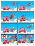 ambiguous_gender blush female female/ambiguous group humor kissing lips lipstick makeup male not_furry thick_lips orangechocobo kirby_(series) nintendo kirby leap_(kirby) waddling_head absurd_res comic hi_res