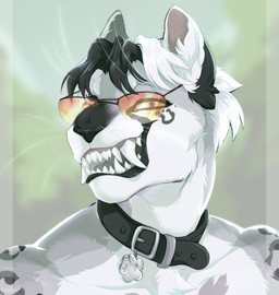 anthro jewelry male pose solo pompidu-polya felid feline felis leopard mammal pantherine snow_leopard absurd_res hi_res pinup