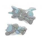 ambiguous_gender black_body black_fur blue_body blue_fur duo eyes_closed fur lying on_side simple_background sleeping white_background sikai nintendo pokemon generation_4_pokemon lucario pokemon_(species) riolu low_res