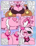 anthro bag big_breasts big_butt bodily_fluids breast_milking breasts butt comic cum cum_in_ass cum_in_pussy cum_inside english_text eye_patch eyewear female genital_fluids genitals hair heart_symbol hi_res kirby_(series) kirby_and_the_forgotten_land lactating lewdchuu_(artist) nintendo nipple_piercing nipples p.k-98 piercing pink_body pink_hair pussy solo text