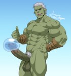 abs balls body_hair genitals green_body green_skin hair humanoid_genitalia humanoid_penis humanoid_pointy_ears male muscular muscular_humanoid muscular_male nipples pecs penis pubes solo vein veiny_muscles veiny_penis white_hair shirako that_time_i_got_reincarnated_as_a_slime rigurd_(that_time_i_got_reincarnated_as_a_slime) goblin humanoid hi_res