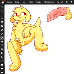 animal_genitalia animal_penis anthro balls canine_genitalia canine_penis disembodied_penis erection fingers fully_sheathed fur genitals hair knot knotted_penis looking_aside male male/male nude penis sheath simple_background sitting smooth_balls smooth_penis solo tail text white_background yellow_body conditional_dnp solnaux sol_(joxh) bird_dog canid canine canis domestic_dog golden_retriever hunting_dog mammal retriever cel_shading colored colored_sketch digital_media_(artwork) shaded sketch sketch_page spanish_text