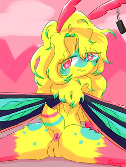 antennae_(anatomy) anthro anus blonde_hair blue_body blue_fur blue_hair blush breasts butt cloud eyebrow_through_hair eyebrows eyelashes eyelashes_through_hair fur fur_markings genitals hair insect_wings lepidopteran_wings looking_at_viewer looking_back markings multicolored_body multicolored_fur neck_tuft non-mammal_breasts non-mammal_vulva noseless nude nude_anthro nude_female outside pink_body pink_eyes pink_fur presenting presenting_anus presenting_vulva sitting sky smile solo spreading translucent translucent_hair tuft vulva wings yellow_body yellow_fur conditional_dnp xammyxx mothy_(xammyxx) arthropod insect lepidopteran moth 2025 3:4 absurd_res digital_media_(artwork) hi_res ibispaint_(artwork) shaded signature watermark