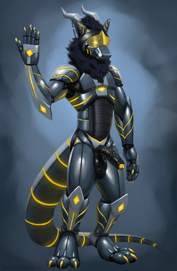 3_toes 5_fingers abstract_background anthro balls black_body black_fur digitigrade feet fingers foreskin fur genitals horn machine male mane metal metallic_body penile_spines penis solo spikes tail text toes visor thejoyfuldragon mythology android dragon mythological_creature mythological_scalie robot scalie artist_name digital_media_(artwork) digital_painting_(artwork) full-length_portrait hi_res painting_(artwork) portrait