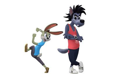 4_fingers action_pose anthro big_eyes black_bottomwear black_claws black_clothing black_nose black_pants blue_clothing blue_shirt blue_topwear bottomwear brown_clothing brown_footwear brown_shoes buckteeth claws clock clothing collared_shirt crossed_arms duo eye_contact eyebrows fangs fingers fist footwear fur green_eyes grey_body grey_bottomwear grey_clothing grey_eyes grey_fur grey_pants head_tuft long_ears looking_at_another male narrow_hips notched_ear open_mouth pants polo_shirt pose protruding_teeth raised_arm raised_leg red_clothing red_shirt red_tank_top red_topwear shirt shoes short_tail simple_background slim smartwatch smile smirk sneakers standing sweatpants tail tank_top teeth thin_calves thin_legs thin_thighs topwear tuft watch white_background white_clothing white_footwear white_shoes white_sneakers wristwatch unknown_artist soyuzmultfilm well_just_you_wait! volk_(wjyw) zayats_(wjyw) canid canine canis hare lagomorph leporid mammal wolf 3d_(artwork) digital_media_(artwork)