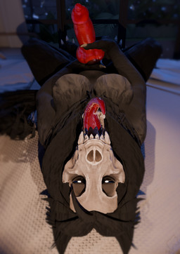 animal_genitalia animal_penis anthro aroused big_penis black_body black_fur bone breasts canine_genitalia canine_penis erection first_person_view fur genitals gynomorph herm intersex inviting inviting_to_sex inviting_viewer knot long_tongue looking_at_viewer penis red_penis skull skull_head solo tongue peq42 scp_foundation scp-1471-a malo 3d_(artwork) digital_media_(artwork) hi_res