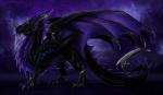 beard black_body black_scales blue_eyes claws facial_hair feral horn male markings membrane_(anatomy) membranous_wings nude purple_background scales simple_background smooth_horn solo spines standing tail wings isvoc european_mythology mythology zavithril dragon mythological_creature mythological_scalie scalie western_dragon digital_media_(artwork)