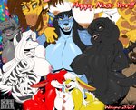 2019 absurd_res animal_print anthro arm_tuft bent_over big_breasts black_body black_fur black_hair boob_hat breast_size_difference breast_squish breasts breasts_frottage brown_eyes brown_hair butt canid canine canis chrystler confetti convenient_censorship domestic_cat elbow_tuft eyes_closed eyewear felid feline felis female female/female fur genitals giraffe giraffe_print giraffid glasses green_eyes group hair hand_on_hip hi_res holidays hybrid inner_ear_fluff lagomorph larger_female leporid long_hair looking_at_viewer looking_back lynx mammal max_blackrabbit melanistic mephitid multicolored_body multicolored_fur muscular muscular_female new_year nipples nipples_touching nude open_mouth open_smile pantherine pussy pussy_noir rabbit raven_hunt red_eyes short_hair siam_(mbr) siamese size_difference skunk smaller_female smile spots squish striped_body striped_fur stripes sunglasses tiger tina_lynx tuft two_tone_body two_tone_fur wolf yellow_eyes zig_zag