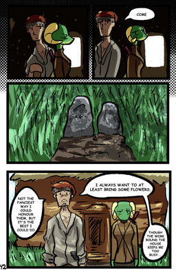 anthro clothed clothing dialogue duo female horn male melee_weapon speech_bubble sword text weapon brradett lernie_(brradett) human mammal scalie absurd_res colored comic digital_media_(artwork) english_text hi_res