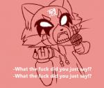 ambiguous_gender angry anthro clothed clothing electronics hoodie microphone open_mouth profanity solo text topwear yelling bit-small aggretsuko sanrio bit_(bit-small) ailurid mammal red_panda animated monochrome reaction_image short_playtime