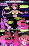 anthro breasts brown_hair clothed clothing comic dialogue duo embrace eyes_closed female glowing glowing_eyes hair haplorhine heart_symbol hi_res hug luca_(zentagas) male male/female mammal midriff monkey primate pupils red_eyes slit_pupils spanish_text tama_(zentagas) text translated zentagas