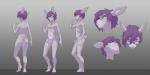 2:1 anthro butt corin_(luvbites)_(character) digital_media_(artwork) erection eyewear genitals glasses gradient_background hi_res humanoid_genitalia humanoid_penis lagomorph leporid luvbites male mammal model_sheet nude penis rabbit shaded simple_background solo wolfy-nail