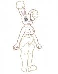anthro anthrofied blush breasts buneary female fur generation_4_pokemon genitals hi_res lagomorph looking_at_viewer mammal monochrome nintendo nipples nude open_mouth pokemon pokemon_(species) posexe pussy simple_background solo tongue white_background