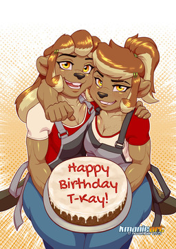 anthro breast_squish breasts cake cleavage clothed clothing dessert female food freckled_breasts freckled_face freckles muscular muscular_anthro muscular_female solo squish keiron_white bunn_delafontaine cinn_delafontaine beaver mammal rodent 2025