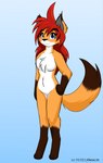 anthro breasts featureless_breasts featureless_crotch female hair smile solo jknewlife sara_aria canid canine fox mammal hi_res