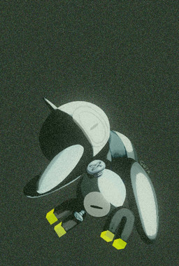 1_eye alternate_color ambiguous_gender beak big_eyes big_head duo eyes_closed horn larger_ambiguous magnet muted_colors not_furry screw simple_background size_difference smaller_ambiguous static_background geta_(artist) nintendo pokemon animate_inanimate digital_creature generation_1_pokemon generation_4_pokemon magnemite pokemon_(species) porygon-z 2023 film_grain hi_res