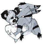 alternative_fashion anthro breasts cross duo emo female glamfur heart_symbol hug hugging_another inverted_cross love male sad zeriara kaku_q._spookaboo zeriara_(character) lemur mammal primate strepsirrhine