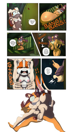 anthro big_breasts big_butt bodily_fluids breasts butt crying dialogue duo female flaccid genitals gynomorph herm intersex nude penis tackle tears text hereapathy sega sonic_boom sonic_the_hedgehog_(series) cream_the_rabbit sticks_the_jungle_badger badger lagomorph leporid mammal mustelid musteline rabbit absurd_res comic english_text hi_res herm_(lore)