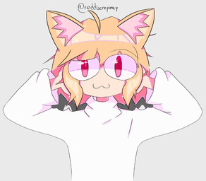 :3 antenna_hair bangs big_eyes blonde_hair clothing eyebrows featureless_hands female glistening glistening_eyes glistening_hair grey_background hair hands_behind_head highlights_(coloring) inner_ear_fluff light_body light_skin long_sleeves looking_at_viewer pink_inner_ear_fluff pupils raised_eyebrow red_eyes red_pupils shadow simple_background slit_pupils solo sparkles sweater text topwear tuft turtleneck twitter_handle white_clothing white_sweater white_topwear reddiscrepancy josh_hutcherson_whistle tsukihime type-moon neco-arc animal_humanoid cat_humanoid felid felid_humanoid feline feline_humanoid humanoid mammal mammal_humanoid neco_spirit 2023 artist_name colored digital_drawing_(artwork) digital_media_(artwork) half-length_portrait meme portrait shaded