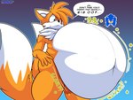 2_tails accidental_digestion aged_up anthro belly big_belly dialogue digestion duo fatal_vore fur male male/male male_pred male_prey multi_tail navel orange_body orange_fur overweight overweight_male rumbling_stomach tail vore foxynoms sega sonic_the_hedgehog_(series) miles_prower sonic_the_hedgehog canid canine eulipotyphlan fox hedgehog mammal absurd_res hi_res watermark