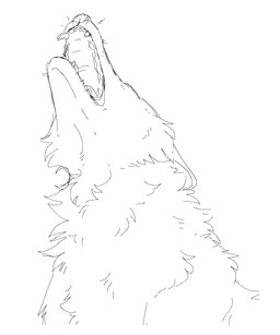 ambiguous_gender fangs feral fur open_mouth simple_background snout solo teeth whiskers maligaytor canid canine mammal 2026 aliasing black_and_white bust_portrait digital_drawing_(artwork) digital_media_(artwork) hi_res microsoft_paint_(artwork) monochrome portrait sketch
